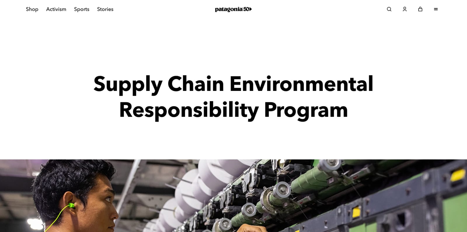 Screenshot of patagonia's page on Supply Chain to show brand transparency