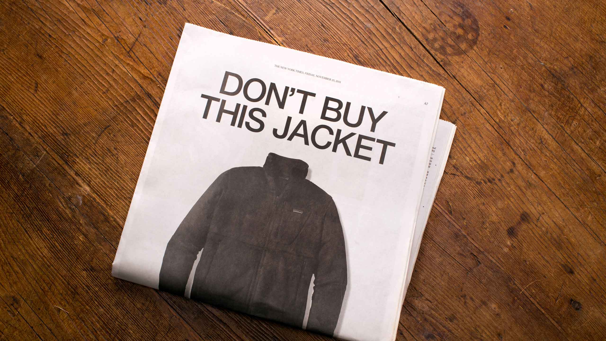 Print out of Patagonias campaign 'Don't Buy This jacket'