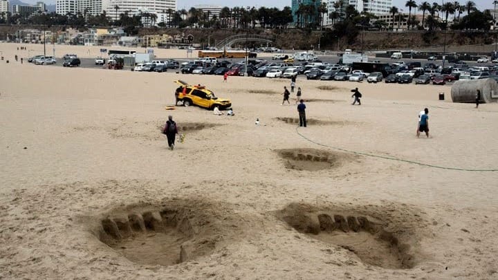giant footprints in sand