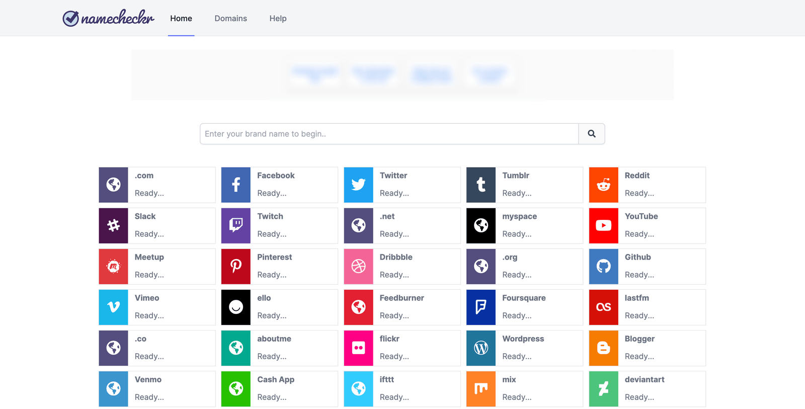screenshot of Namecheckr's homepage