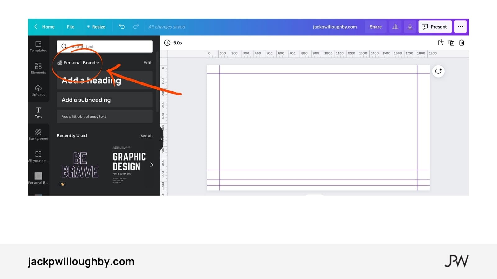 screenshot of Canva's font selection