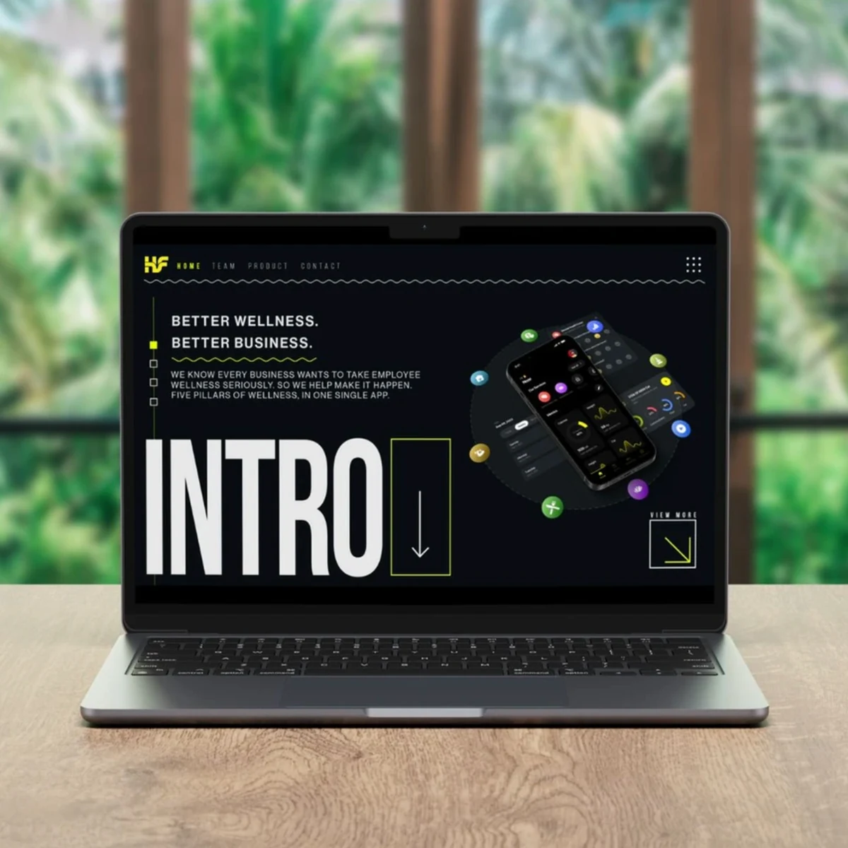 HubFiiiT workplace wellness website shown on a laptop