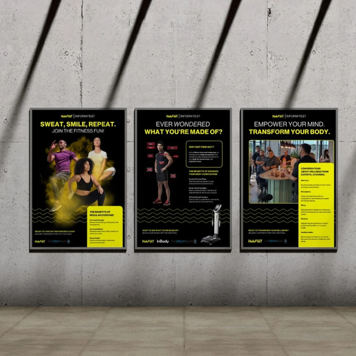 A series of original HubFiiiT campaign posters
