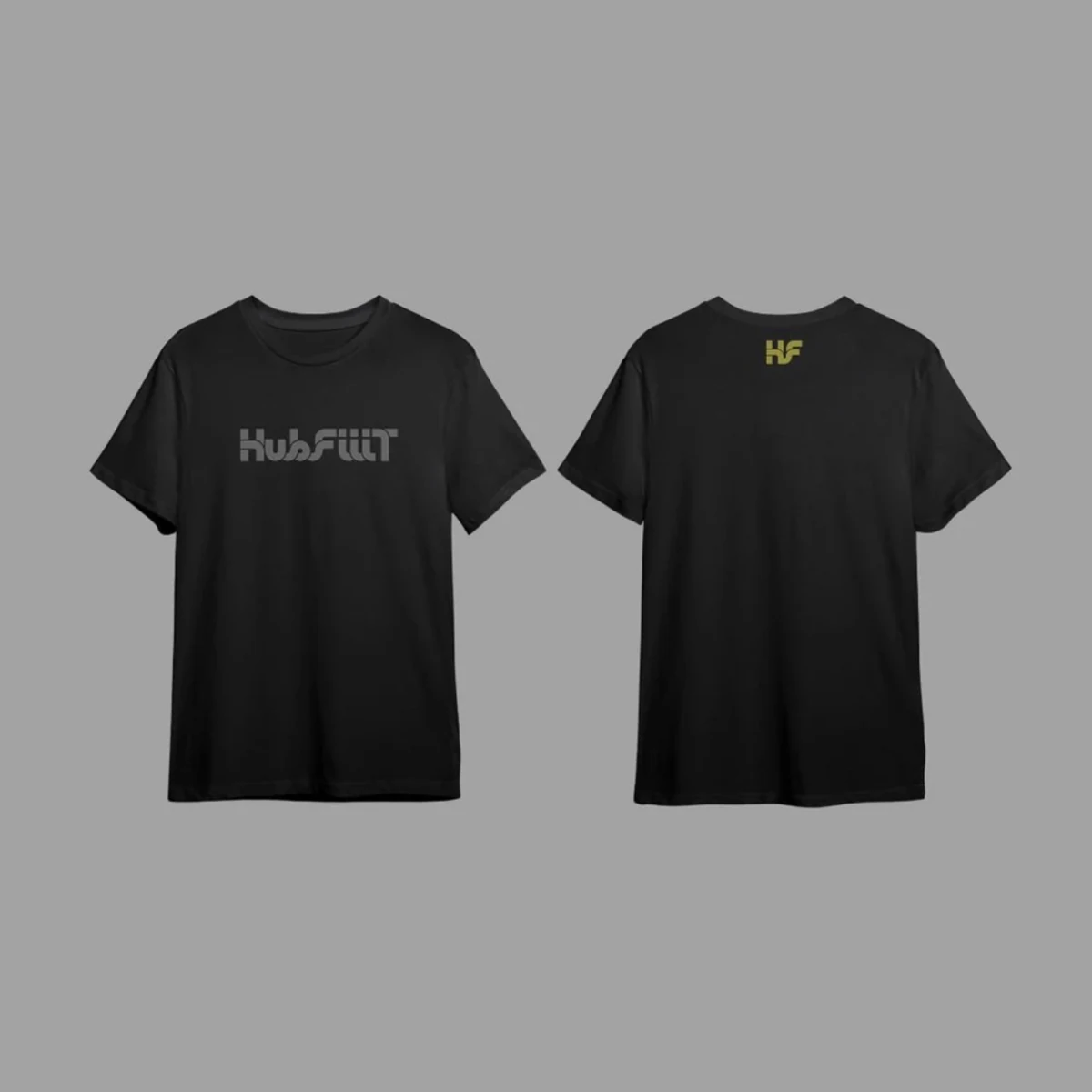 Original black HubFiiiT T-shirts with front and back branding