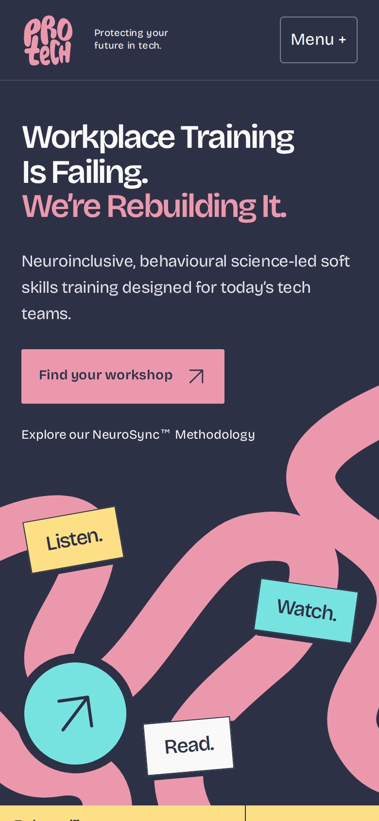 ProTech Your Skills website at mobile width